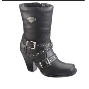 Harley Davidson Obsession Boots size 7.5.  Black Leather with silver accents